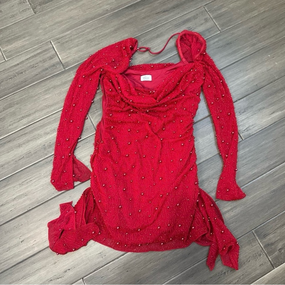 Oh Polly Tivoli Vibrant Red Beaded Dress